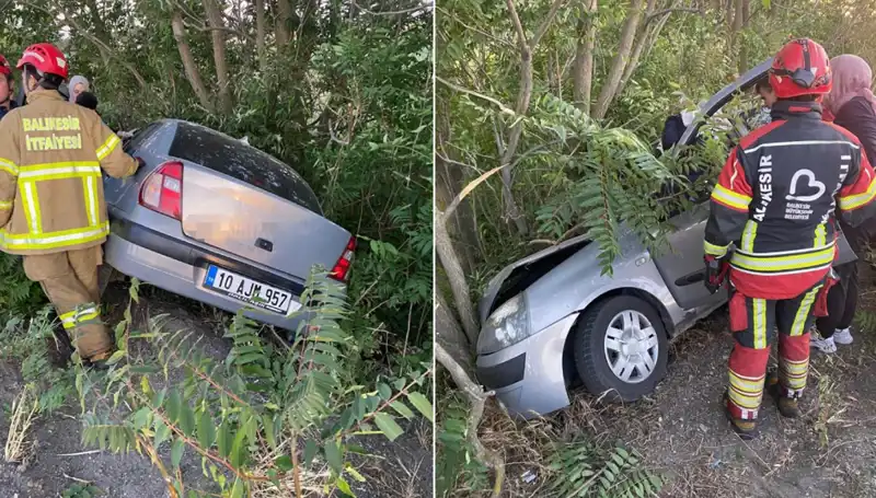 Balıkesir'de Otomobil Kaza Geçirdi: Şarampole Yuvarlanma Sonucu İki Yaralı
